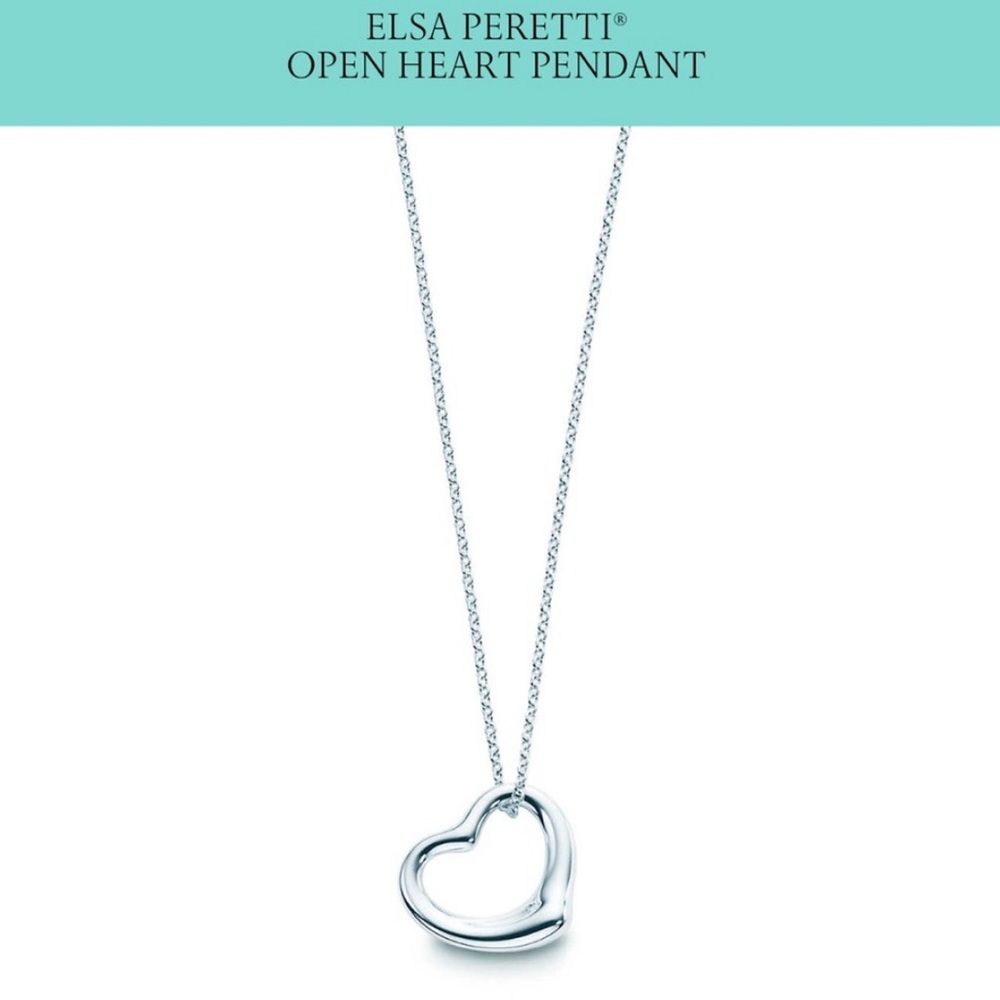 Tiffany & Co. Elsa Peretti Open Heart Pendant Necklace Sterling Silver
